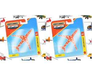 Matchbox Sky Busters Assortiment d’aéronefs (Modèle aléatoire) Comprenant Avions, hélicoptères, navettes, Jets et Autres répliques avec Roues fonctionnelles et/ou hélices rotatives, JDJ05 (Lot de 2)