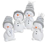 matches21 bonhommes de Neige déco avec des Chapeaux tricotés déco de Noël Ensemble de 4 pièces en Plastique Environ 6x6x11 cm décoration d'hiver