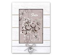 Matches21 Cadre photo en bois avec cœur et nœud Blanc 10 x 15 cm