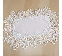 matches21 Chemin de table avec broderie élégante et dentelle filigrane Blanc 35 x 50 cm
