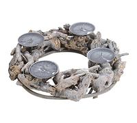 Matches21 Couronne de l'Avent rustique en bois recy vec racines en bois flotté Décoration de table 1 pièce Ø 30 cm