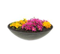 matches21 HOME & HOBBY Bac à plantes résistant aux intempéries pour l'extérieur de 25 cm - Noir marbré comme bac à fleurs - Bac décoratif