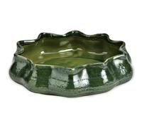 matches21 HOME & HOBBY Bol décoratif vert en grès au design ondulé, de 25 cm, comme plateau à bijoux et plateau de rangement