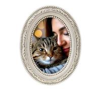 matches21 HOME & HOBBY Cadre photo ovale - 10 x 15 cm - En résine - Design vieilli - Vintage - Blanc usé