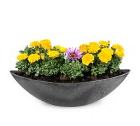 matches21 HOME & HOBBY Grand pot de fleurs ovale de 55 cm - Décoration d'extérieur vintage - Noir