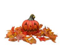 matches21 HOME & HOBBY Kit de citrouille d'Halloween XXL avec guirlande d'automne - Photophore de 26 cm comme décoration d'automne avec bougie chauffe-plat LED