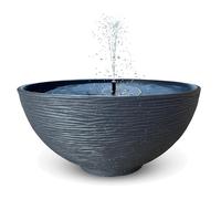matches21 HOME & HOBBY Kit de fontaine solaire pour l'extérieur - 45 x 23 cm - Coque décorative anthracite et fontaine solaire flottante - Jeu d'eau - Fontaine de jardin comme balcon - Bain d'oiseaux