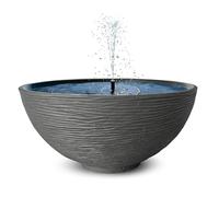 matches21 HOME & HOBBY Kit de fontaine solaire pour l'extérieur - 45 x 23 cm - Coque décorative grise et fontaine solaire flottante - Jeu d'eau - Fontaine de jardin comme balcon - Bain d'oiseaux