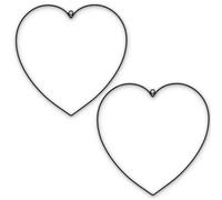 matches21 HOME & HOBBY Lot de 2 cœurs en métal à suspendre - Diamètre : 40 cm - Noirs - En fil de fer - Pour bricolage et décoration de cœur