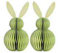 matches21 HOME & HOBBY Lot de 2 lapins de Pâques à poser - Vert - Diamètre : 11 x 20 cm - Décoration de printemps en papier