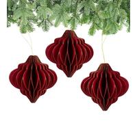 matches21 HOME & HOBBY Lot de 3 décorations de Noël à suspendre - Rouge - Papier - 15 cm