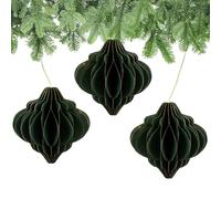 matches21 HOME & HOBBY Lot de 3 décorations de Noël à suspendre - Vert foncé - 8 cm - Papier - Décoration de sapin de Noël