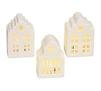 matches21 HOME & HOBBY Lot de 3 maisons décoratives à LED pour Noël - Maisons lumineuses blanches de 8 cm comme décoration d'hiver