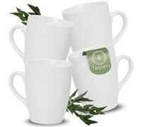 matches21 HOME & HOBBY Lot de 4 tasses à café en céramique, 340 ml, pour 4 personnes, blanches, passent au lave-vaisselle