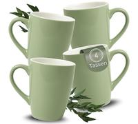 matches21 HOME & HOBBY Lot de 4 tasses à café en céramique, 340 ml, pour 4 personnes, couleur sauge, passent au lave-vaisselle