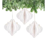 matches21 HOME & HOBBY Lot de 6 décorations de Noël à suspendre - Blanc - 15 cm - Papier - Décoration de sapin de Noël