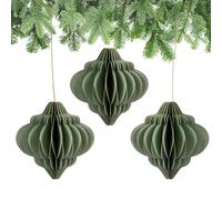 matches21 HOME & HOBBY Lot de 6 décorations de Noël à suspendre en papier vert sauge - 15 cm