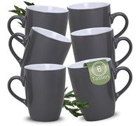 matches21 HOME & HOBBY Lot de 6 tasses à café en céramique 340 ml - Tasses à thé pour 6 personnes, grises, passent au lave-vaisselle