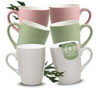 matches21 HOME & HOBBY Lot de 6 tasses à café en céramique 340 ml - Tasses à thé pour 6 personnes - Jolies couleurs - Passe au lave-vaisselle