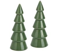 matches21 HOME & HOBBY Lot de figurines décoratives d'hiver en céramique - Sapin vert - 16 cm - Décoration de Noël pour l'intérieur - Style scandinave