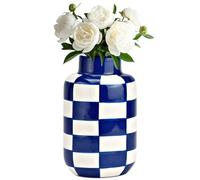 matches21 HOME & HOBBY Lot de vases à fleurs à carreaux, bleu et blanc, Ø 10 x 15 cm, vase moderne en céramique, comme décoration de salon