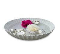 matches21 HOME & HOBBY Mini étang complet avec pot de fleurs de 35 cm de diamètre en gris strié avec boules flottantes et photophores argentés