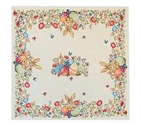 matches21 HOME & HOBBY Nappe CLEA - 85 x 85 cm - Élégante couverture de Pâques avec lapins et œufs brodés sur polyester