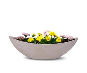 matches21 Home & Hobby Pot de Fleurs Ovale pour l'extérieur - Grand Bol décoratif en Sable Gris marbré comme Pot de Fleurs - 55 cm - Jardinière pour Jardin, Balcon ou cimetière comme Bijou funéraire