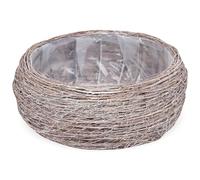 matches21 HOME & HOBBY Pot de fleurs rond Ø 33 x 15 cm, bol décoratif en bois, panier à plantes, avec film pour l'intérieur et l'extérieur