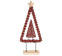 matches21 HOME & HOBBY Sapin de Noël décoratif en métal avec cordon en papier et pied en bois bordeaux 39 cm - Décoration de Noël bohème pour la maison