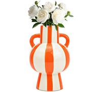 Matches21 HOME & HOBBY - Vase à fleurs multicolore rayée, orange blanc en Ø 15 x 24 cm - Vase en céramique moderne pour décoration de salon