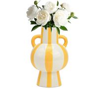 matches21 HOME & HOBBY Vase à fleurs rayé multicolore, jaune et blanc, Ø 15 x 24 cm, vase moderne en céramique, comme décoration de salon