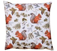 Matches21 Housse de coussin en polyester Motif écureuils Automne et Noël Blanc & imprimé multicolore 40 x 40 cm
