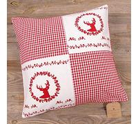 Matches21 Housses de Coussin Style Maison de Campagne avec Carreaux et cerf Patchwork 40 x 40 cm