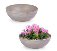 matches21 - Lot de 2 grands pots de fleurs décoratifs vintage - Sable beige marbré - 37 x 10,5 cm - Pour jardin, balcon, cimetière