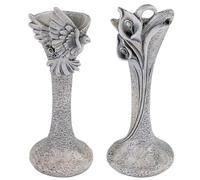 Matches21 Lot de 2 vases funéraires avec colombe et fleurs - Vases de cimetière étroits pour arrangements funéraires Ø 6 x 17 cm - Résistant aux intempéries