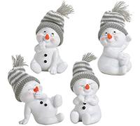 Matches21 Lot de 4 figurines décoratives en plastique avec bonnets en tricot 9 x 8 x 11 cm