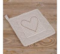 Matches21 Manique de cuisine de qualité supérieure avec motif cœur à carreaux et points Protection contre la chaleur 20 x 20 cm 1 pièce - Beige