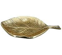 matches21 Plateau décoratif en forme de feuille en aluminium doré 23 x 17 x 2,5 cm