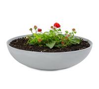 Matches21 Pot de fleurs pour l'extérieur - Grand bac décoratif vintage gris clair marbré comme pot de fleurs - 45 x 13 cm comme bain d'oiseaux, décoration de balcon ou de cimetière