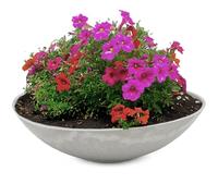 matches21 Pot de jardin résistant aux intempéries pour l'extérieur - Grande coupe décorative marbrée grise comme pot de fleurs - Plat pot de jardin de 45 cm pour fleurs, bonsaï ou tombe de cimetière