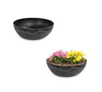 Matches21 Pots de plantes d'extérieur - 2 pots décoratifs vintage noirs marbrés comme pots de fleurs, pots de plantation - Pot de 20 cm comme décoration de jardin, abreuvoir à oiseaux