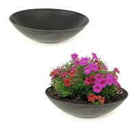 matches21 résistantes à la pluie pour l'extérieur - Deux grands pots de décoration en marbre noir en tant que pots à fleurs - Plats 35 cm Pots de jardin pour fleurs, bonsaï ou décoration de tombe