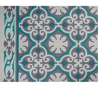 Matches21 Revêtement de sol Soft Vintage Motif oriental Tapis de cuisine lavable Polyester Vinyle Gris Vert 1 pièce 65 x 100 cm
