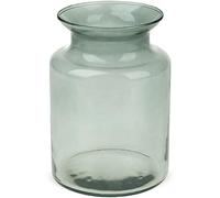 Matches21 Vase à fleurs élégant moderne pour décoration de salon - Grand vase vert en verre Ø 14 x 20 cm - Vase rond en verre pour décoration de table debout