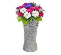 Matches21 Vase funéraire en forme de cône avec bordure Décoration funéraire en poly gris Ø 12 x 22 cm