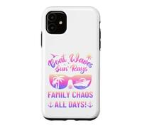 Matching Family Boat Waves Sun Rays Family Chaos All Days Coque pour iPhone 11