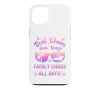 Matching Family Boat Waves Sun Rays Family Chaos All Days Coque pour iPhone 13