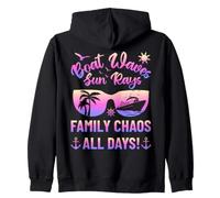 Matching Family Boat Waves Sun Rays Family Chaos All Days Sweat à Capuche