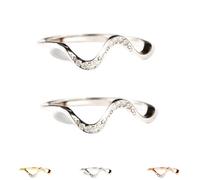 Matching Minimalist Wave Ring, s925 Sterling Silver Self Love Highs and Lows Personalized Ring, Ups and Downs Stacking Encouraged Jewelry for Women Best Bitches Rings for Best Friends (2Pcs-A,10)